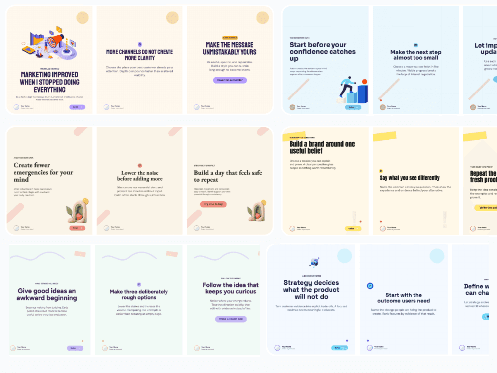 Carouselma template gallery showing several ready-made carousel designs