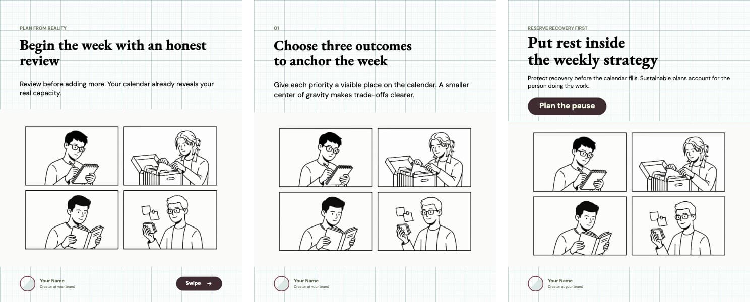 Weekly Strategy carousel template preview